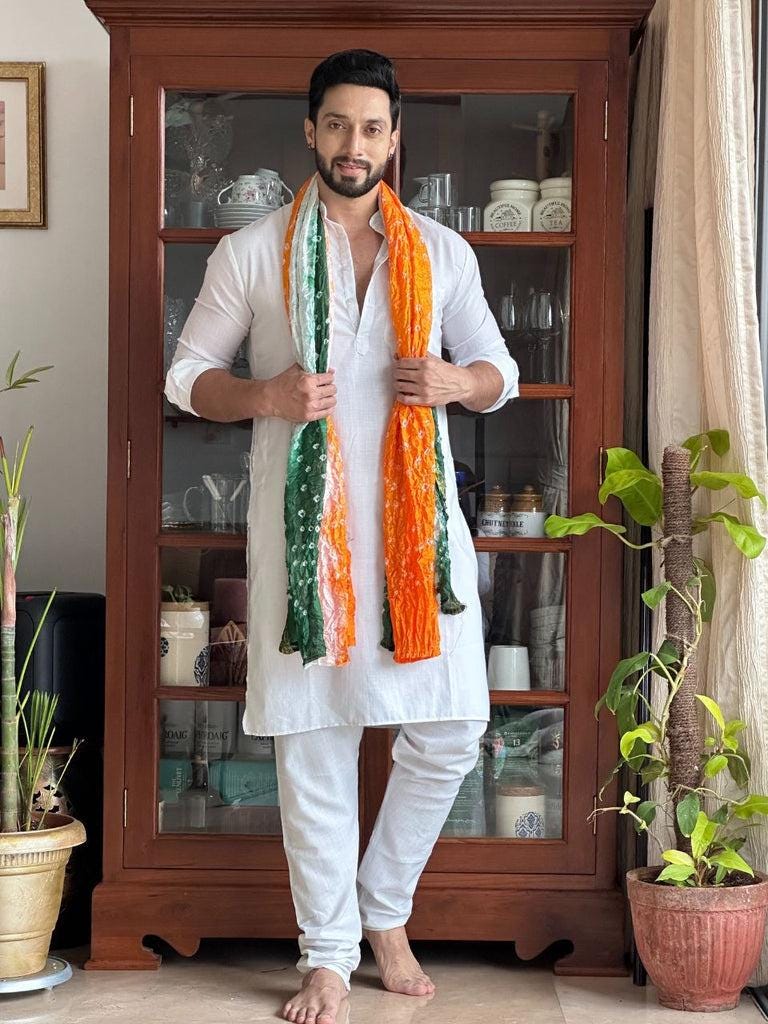 Republic Day/Independence Day Tiranga Tri Colour Bandhini Silk Dupatta Unisex