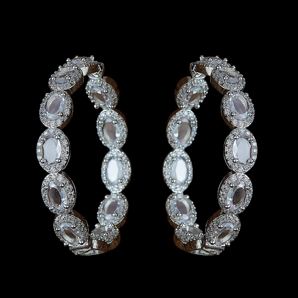 CZ by Aura earrings, rings, silver polished big hoops trendy