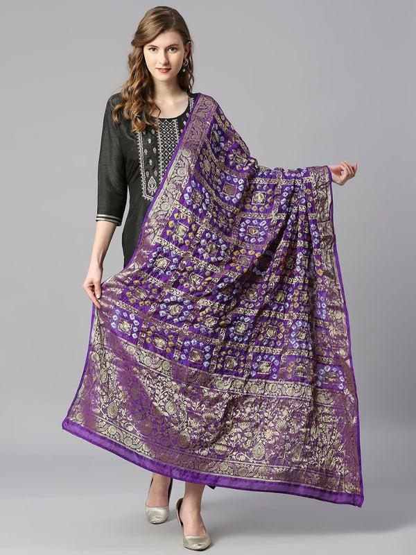 Purple Gharchola Bandhini Dupatta