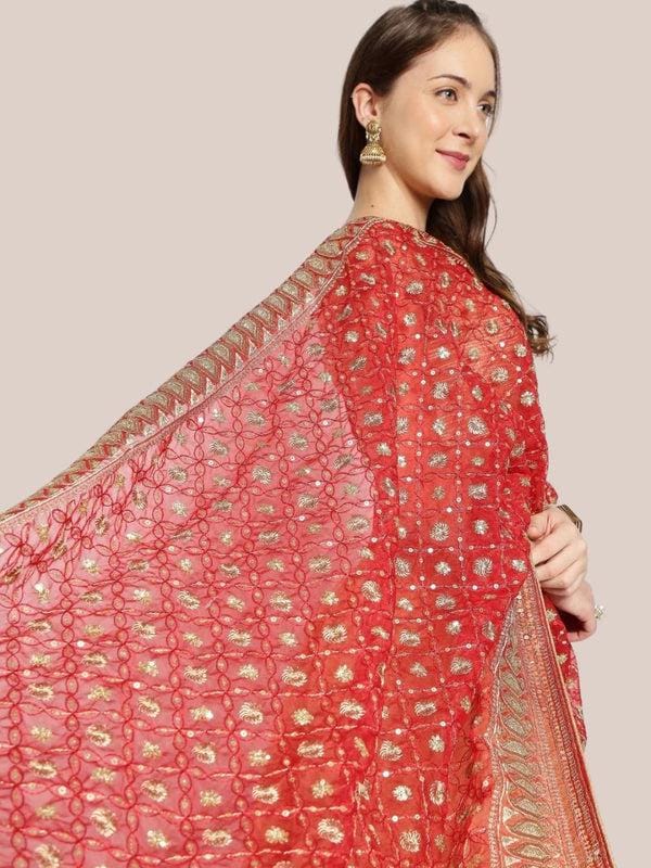 Heavily Embroidered Net Dupatta Stole