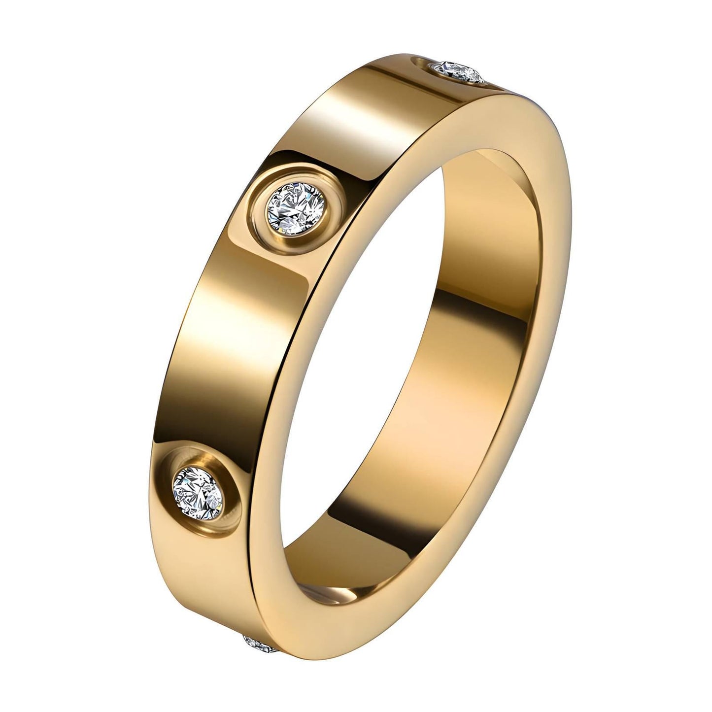 Waterproof 18K plated rings based on stainless steel hypoallergenic