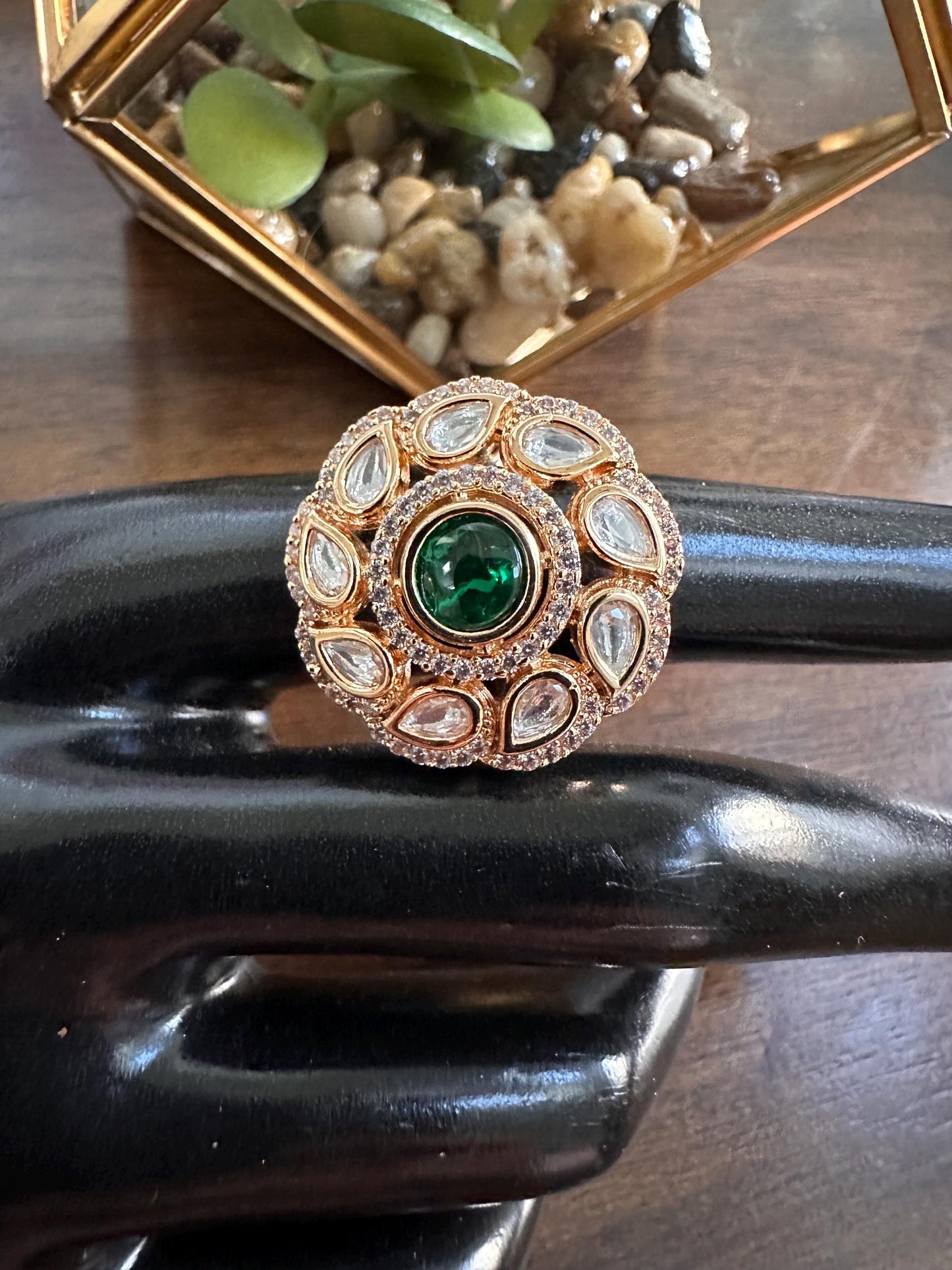Adjustable finger rings Cubic Zirconia american diamonds kundan polki trendy