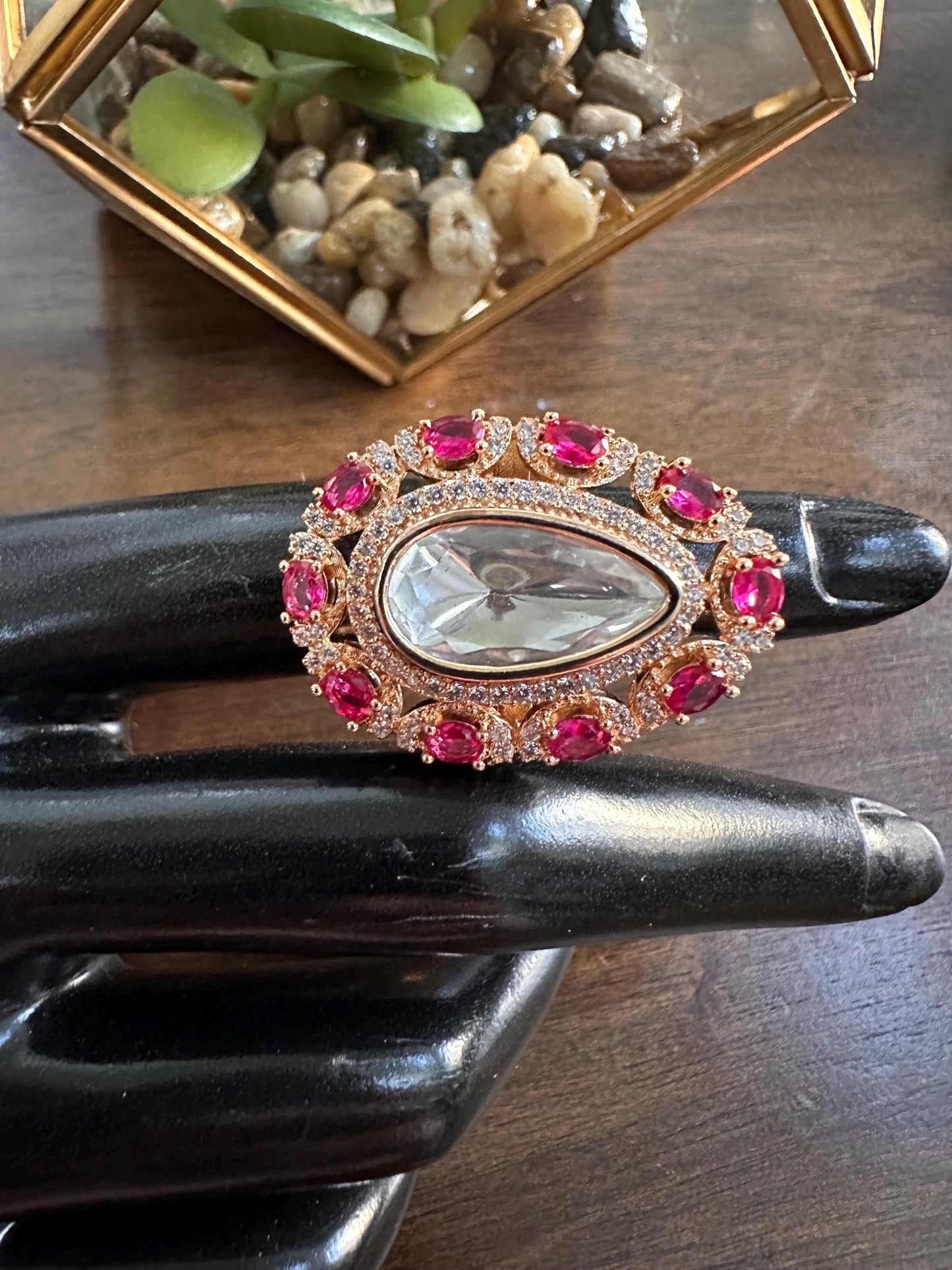 Adjustable finger rings Cubic Zirconia american diamonds kundan polki trendy