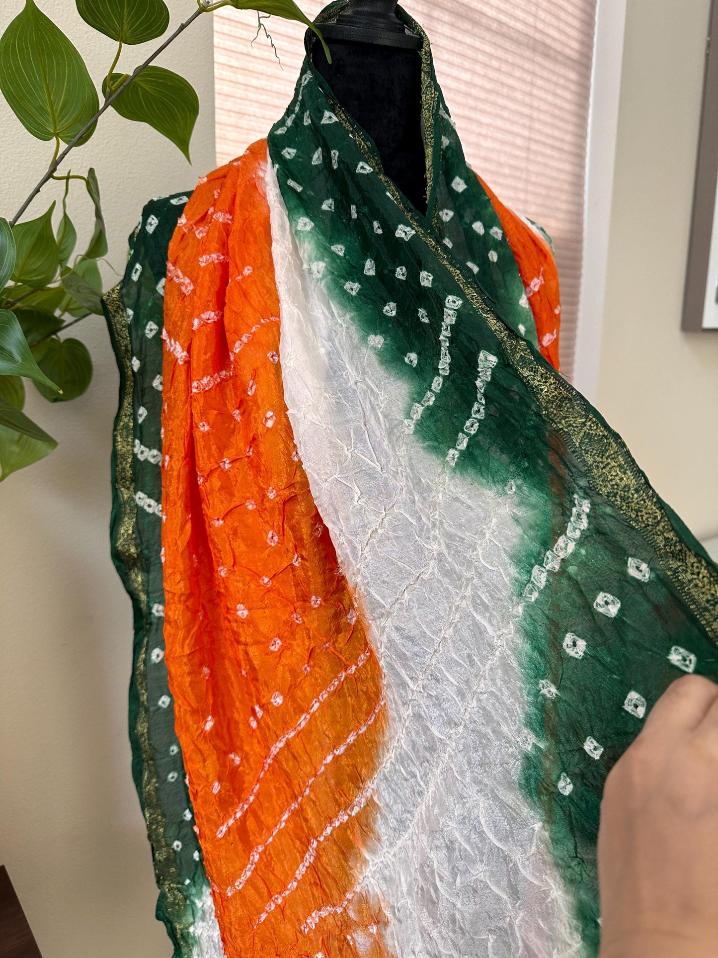 Republic Day/Independence Day Tiranga Tri Colour Bandhini Silk Dupatta Unisex