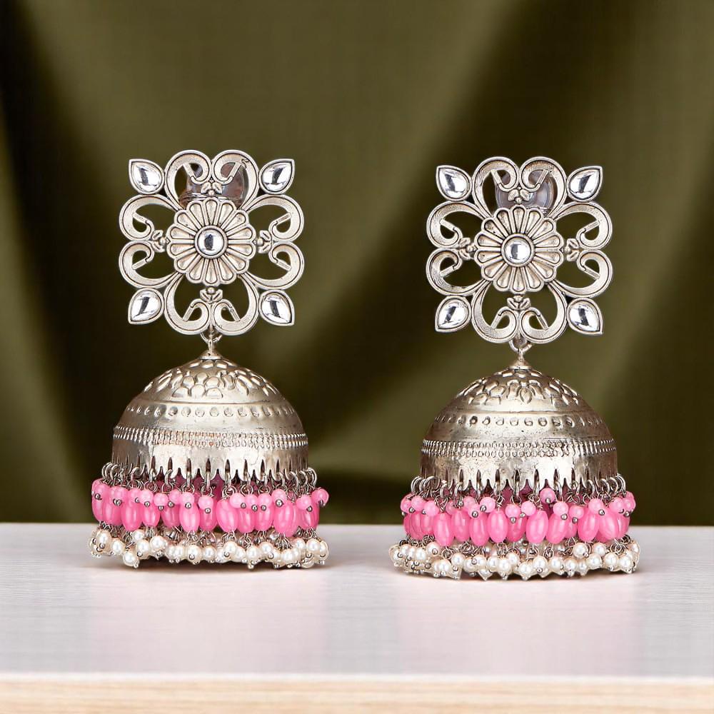 Big trendy lightweight oxidized jhumkas earrings