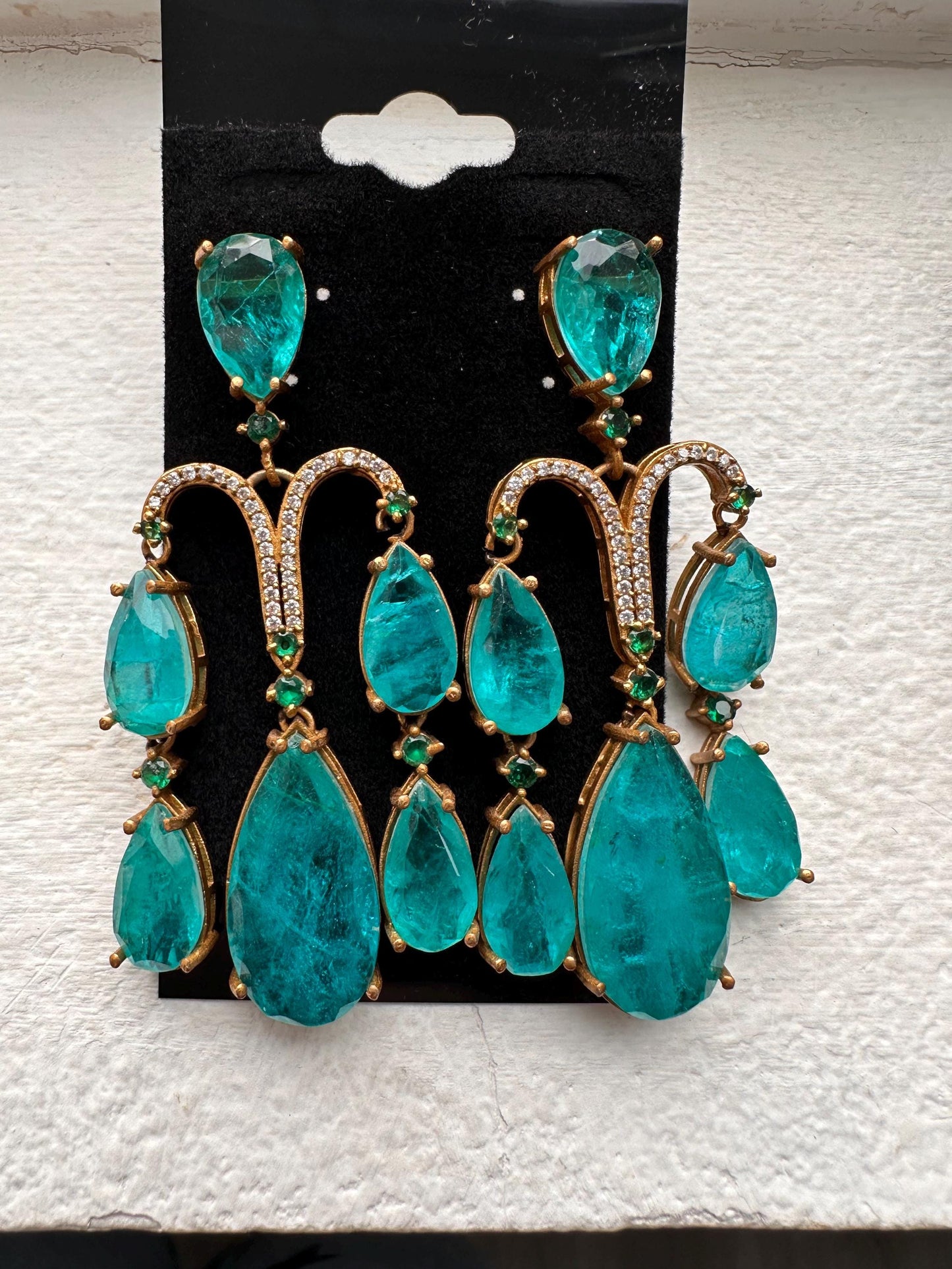American Diamonds Earring With gold polished chandelier earrings trendy