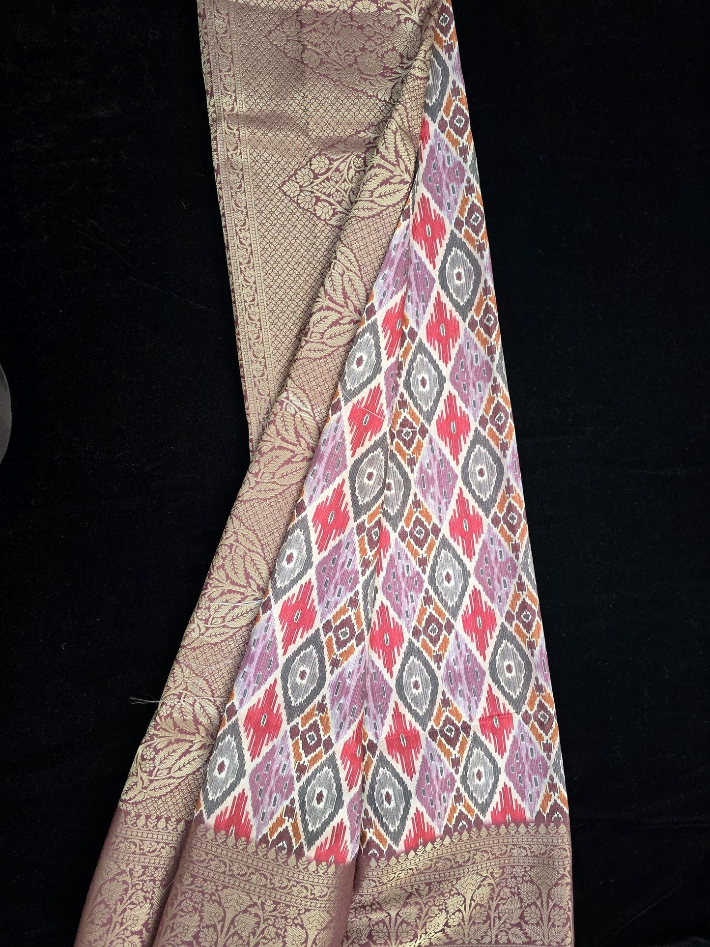 Soft Lichi Silk Sky Blue / Pink Festival Wear Printed Saree