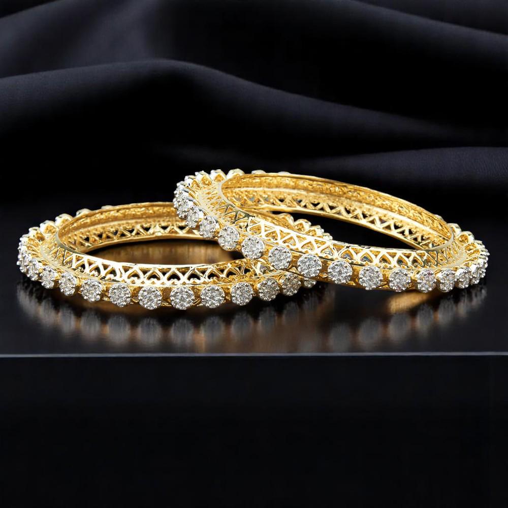 2.2/2.4/2.6/2.8 American diamond bangles set cubic zirconia gold