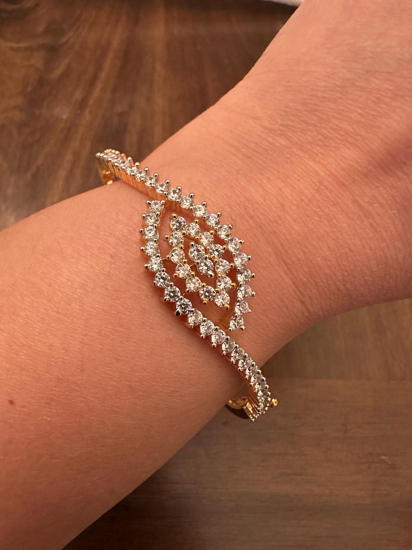 American diamonds kada bracelet silver gold or two tone polished