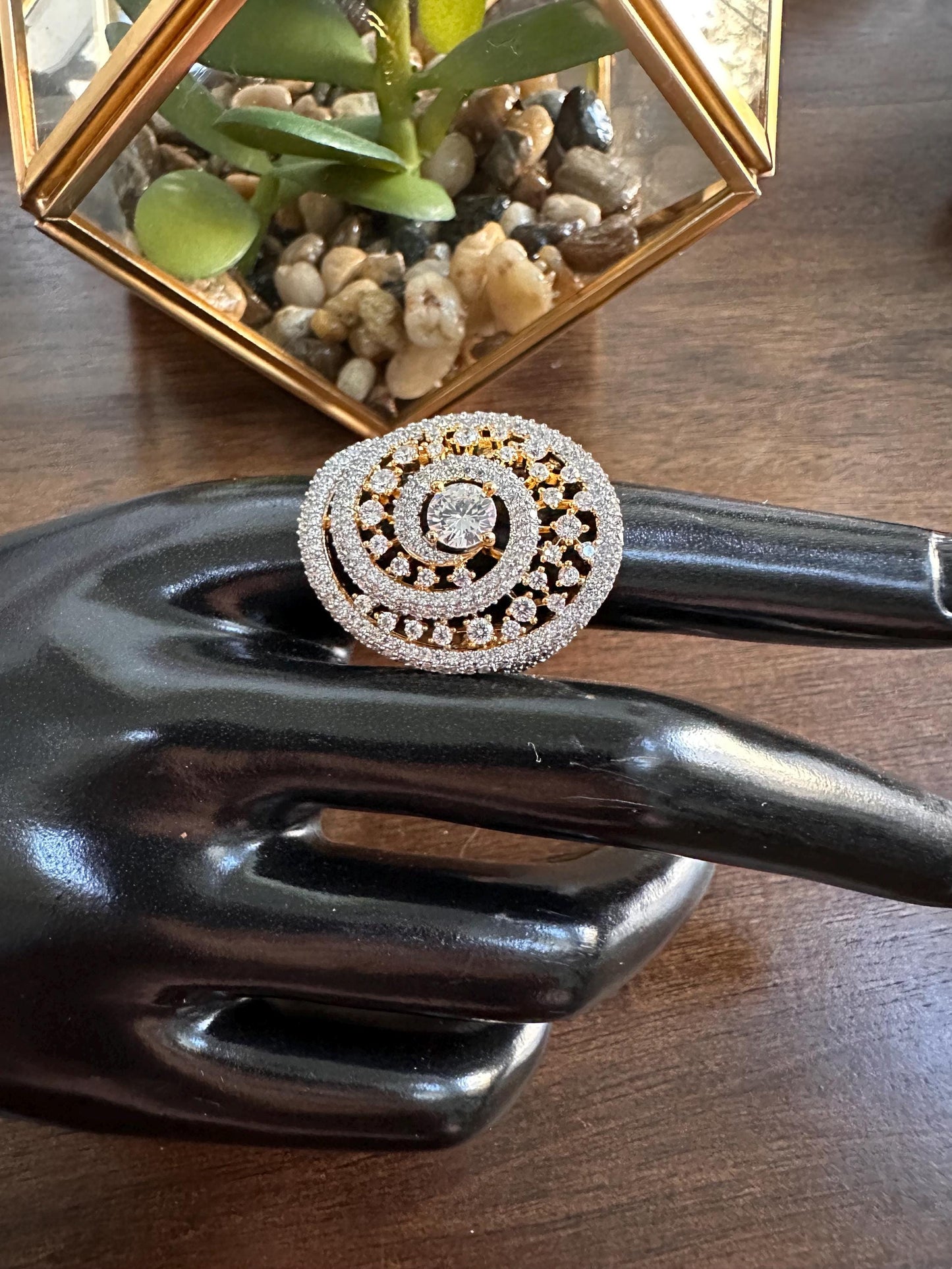 Adjustable finger rings Cubic Zirconia american diamonds kundan polki trendy