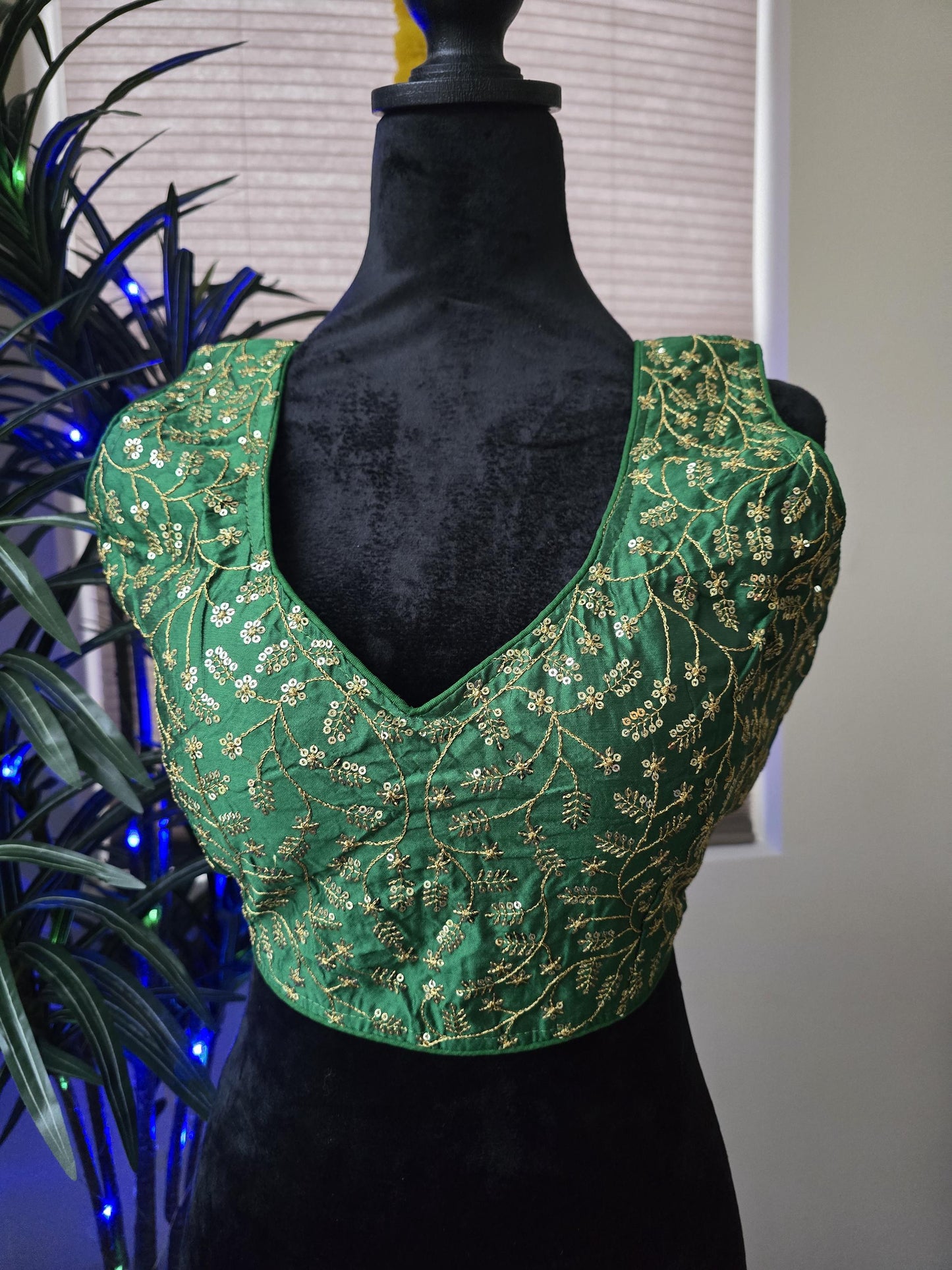 Phantom Silk Plain Party Wear Blouse Sleeveless with sequin work Alia Bhatt style comes with sleeves separately
