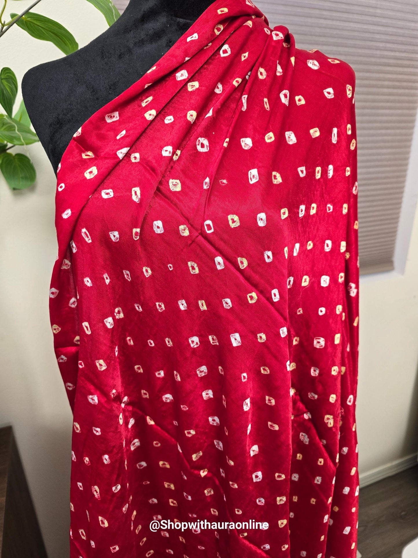 Pure Gajji silk soft handmade handwork Bandhani dupatta stole