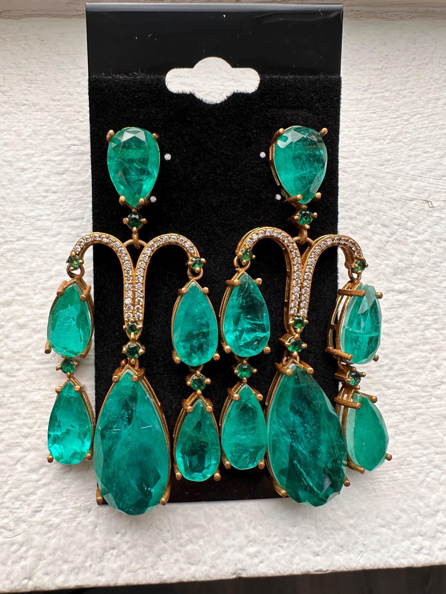 American Diamonds Earring With gold polished chandelier earrings trendy