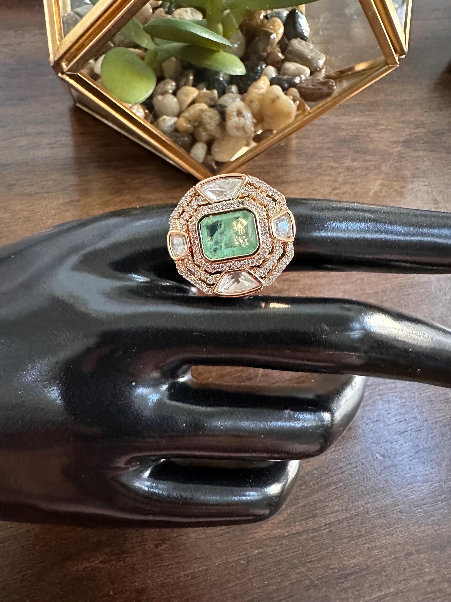 Adjustable finger rings Cubic Zirconia american diamonds kundan polki trendy