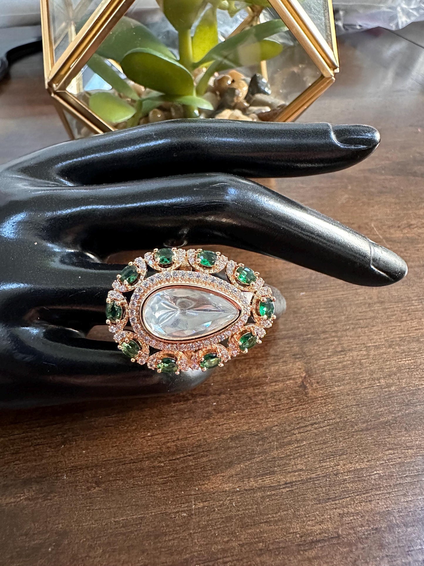 Adjustable finger rings Cubic Zirconia american diamonds kundan polki trendy