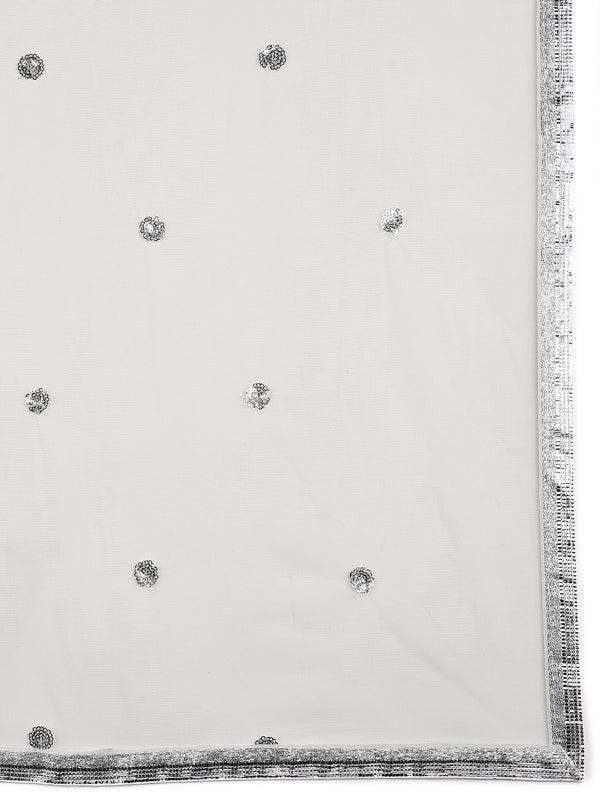 Silver Embellished Net Dupatta shawl stole