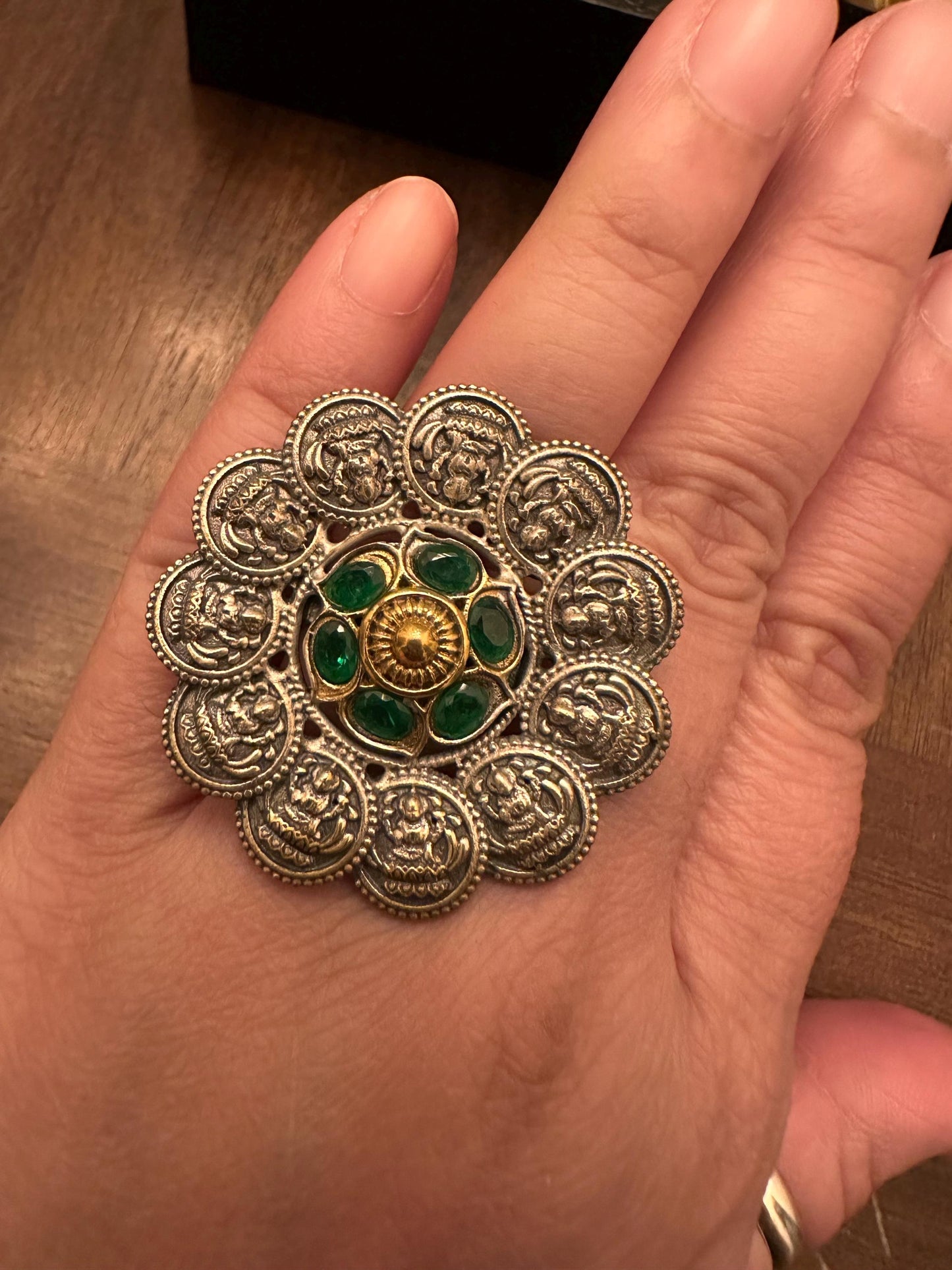 German silver rings adjustable silver with gem stones
