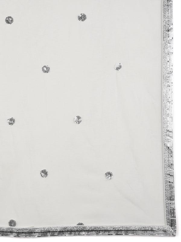 Silver Embellished Net Dupatta shawl stole