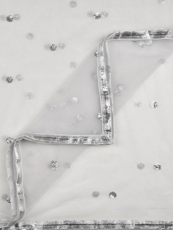 Silver Embellished Net Dupatta shawl stole