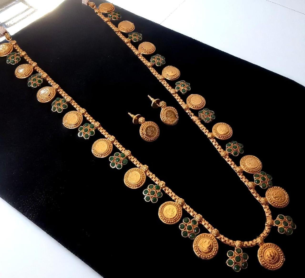 Antique gold finished long necklace set
