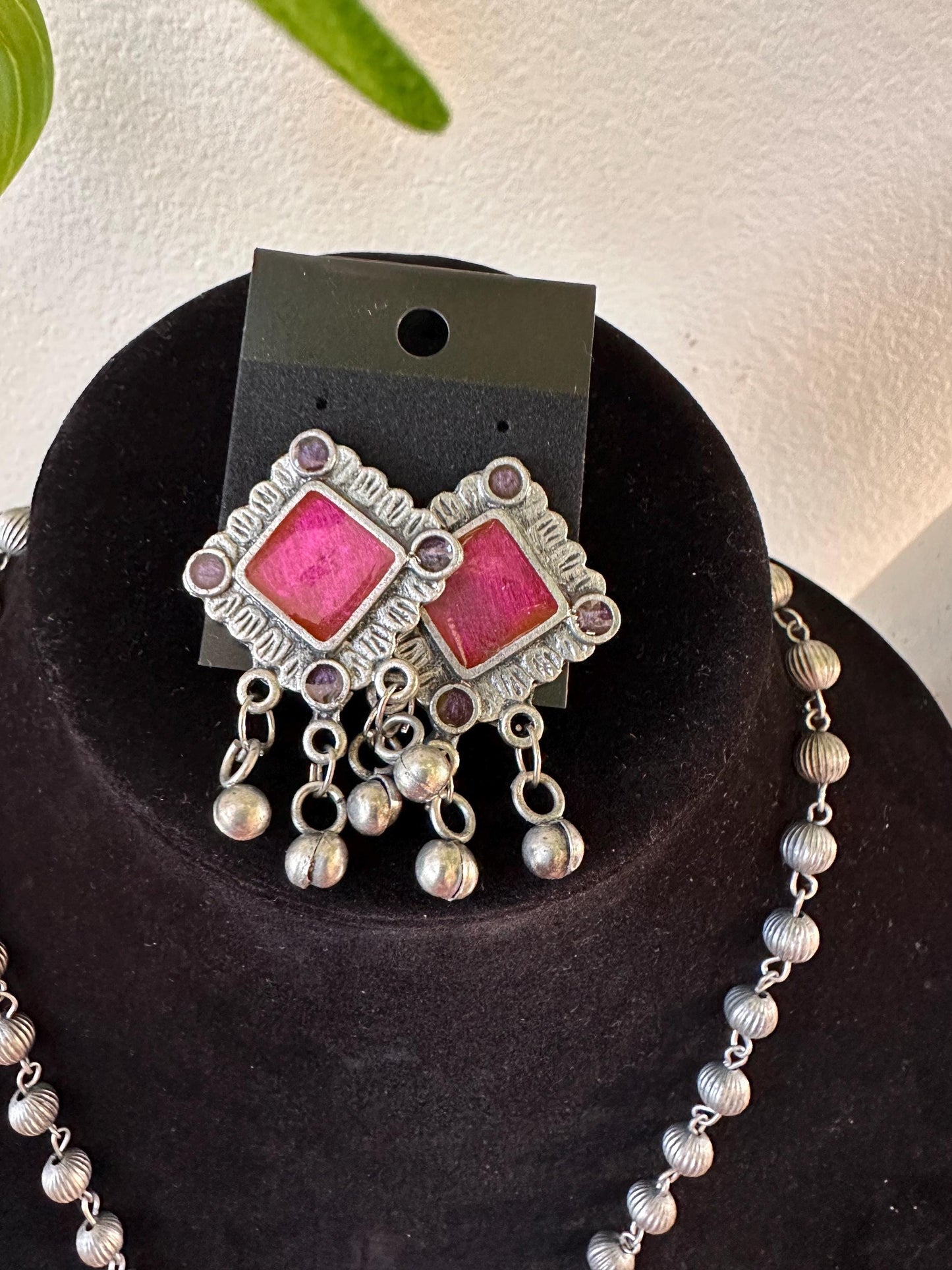 Oxidized necklace set silver german silver