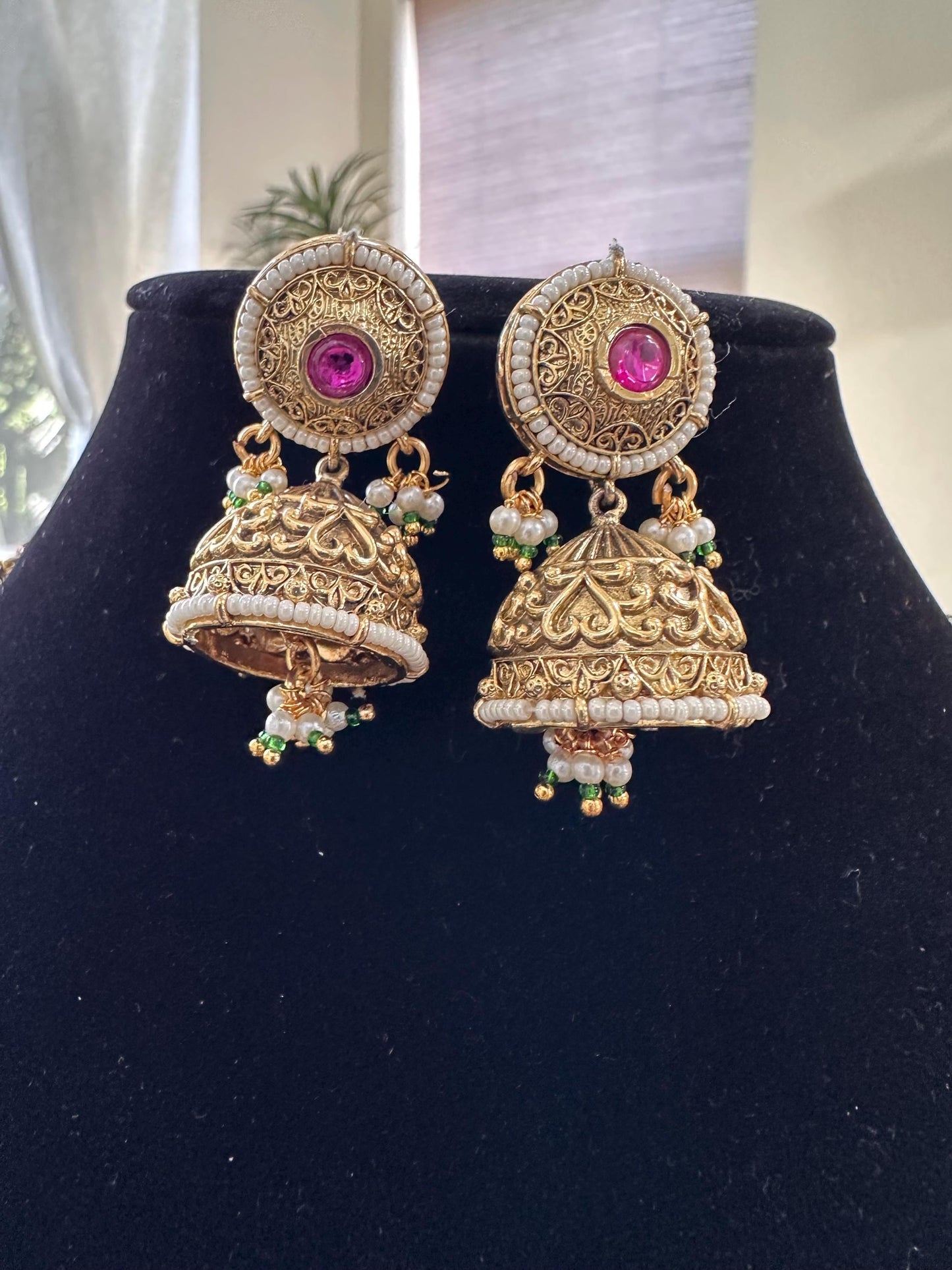 Pushpa 2 Rashmika Mandana inspired style Rajwadi necklace set long with polki and American diamonds, adjustable gold polished