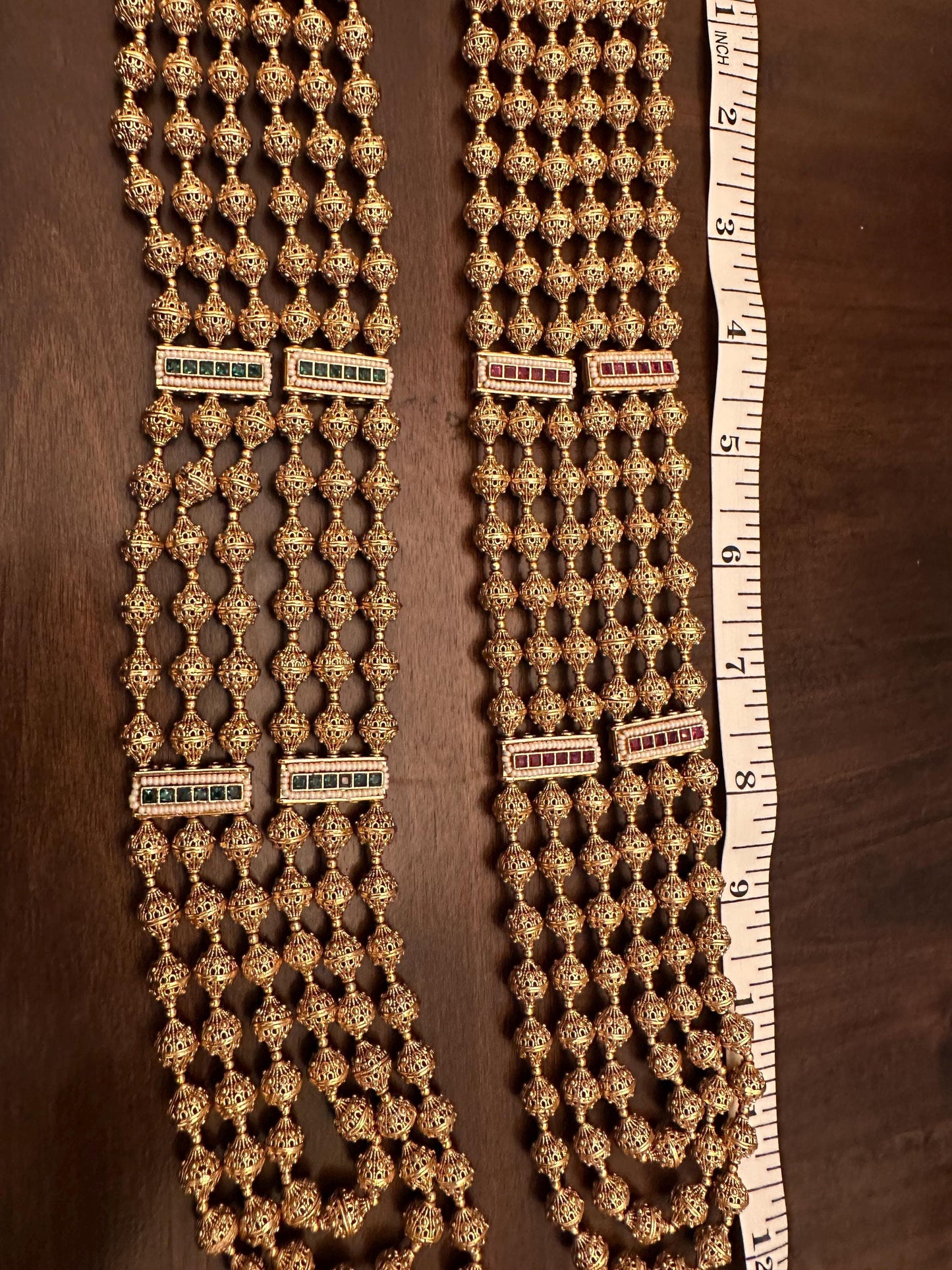 Jadau Long premium necklace with antique gold finished