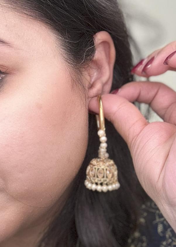 Big ring jhumkas, gold polished earrings traditional