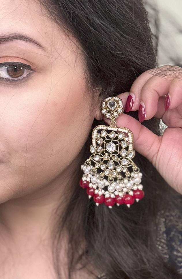 kundan earrings light weight Bollywood style