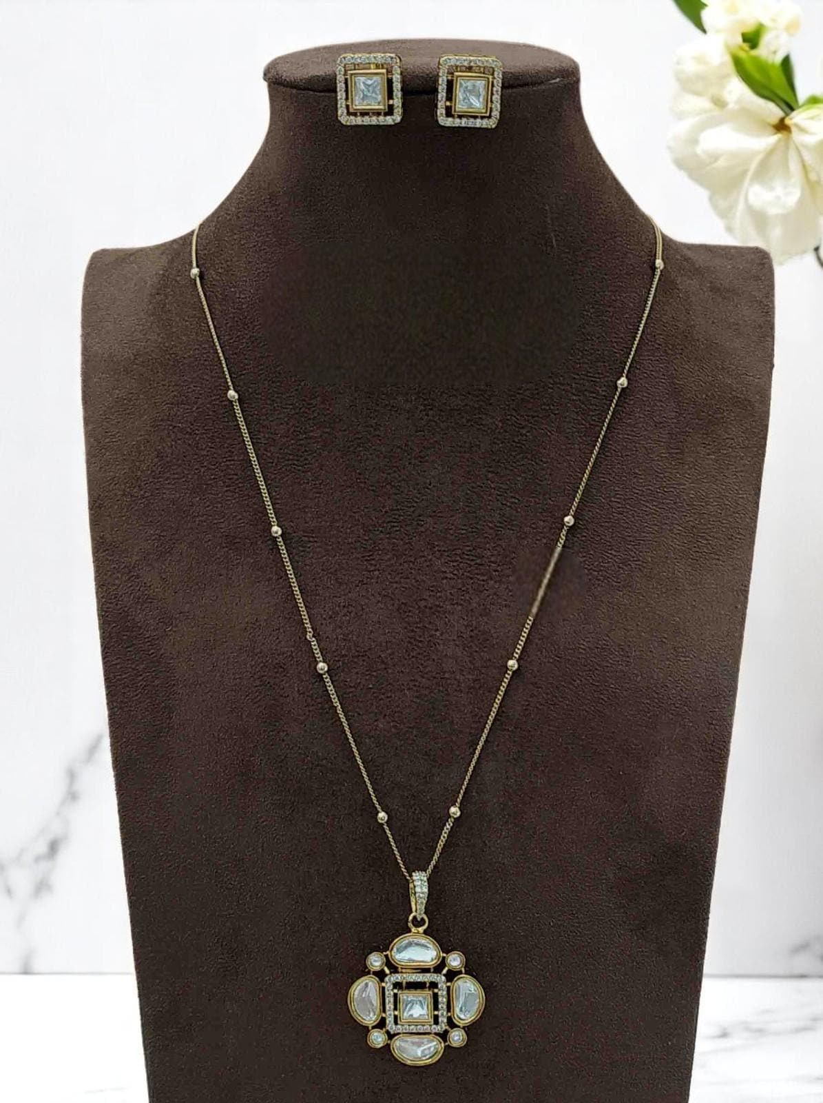 polki chain pendant necklace set