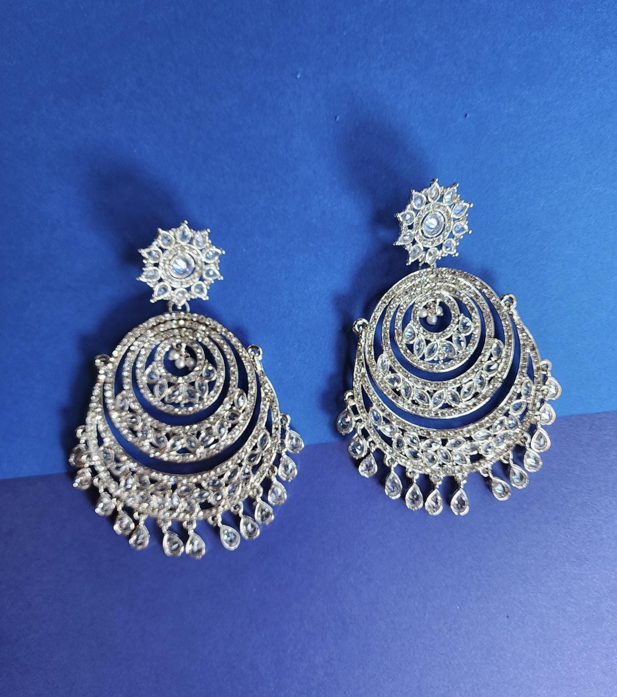 big silver earrings party wear light weight