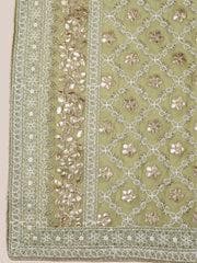 Olive green color Georgette Lucknowi Work dupatta with Gotta Patti Work trendy elegant classy stole shawl