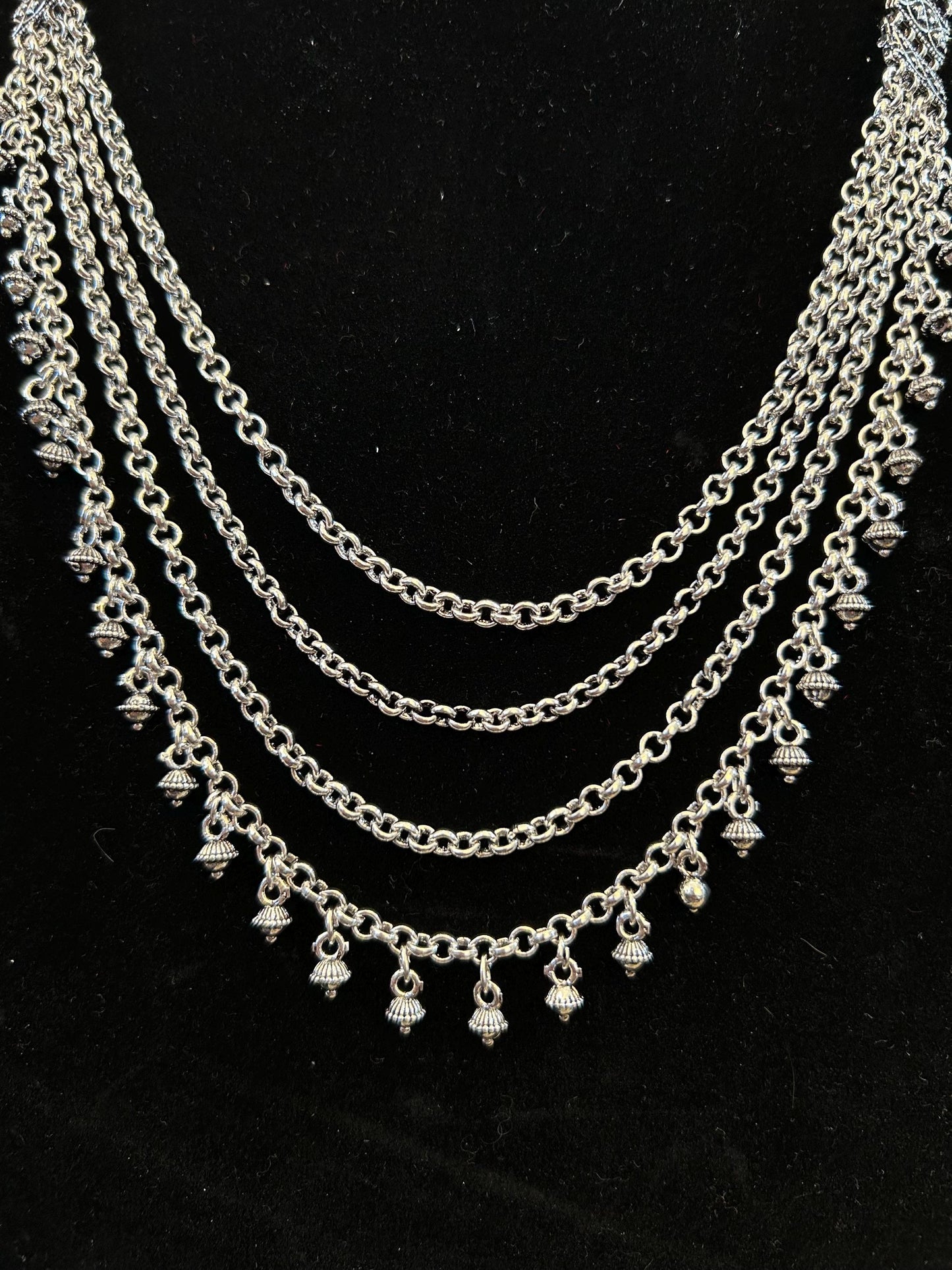 German silver long necklace set light weight