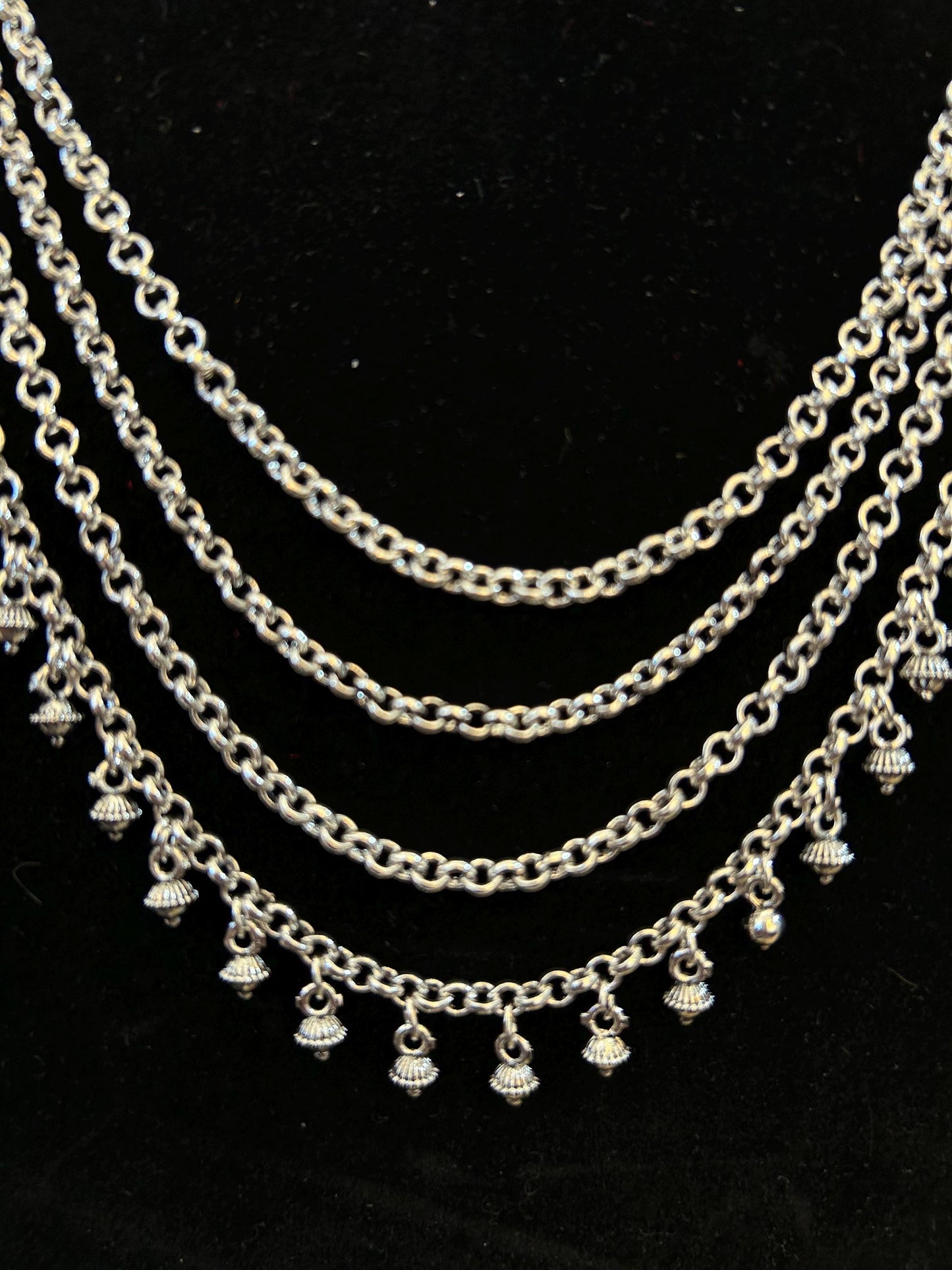 German silver long necklace set light weight