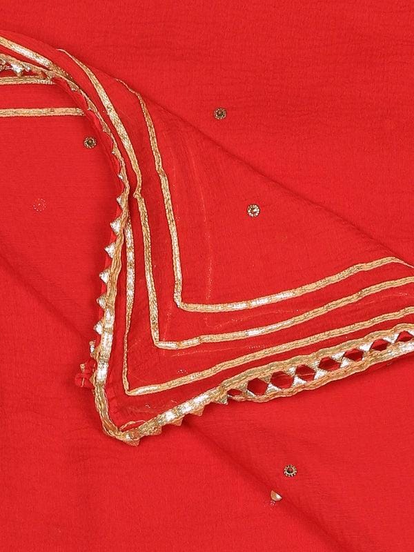 Red Embellished Chiffon Dupatta, trendy, elegant, classy stole shawl