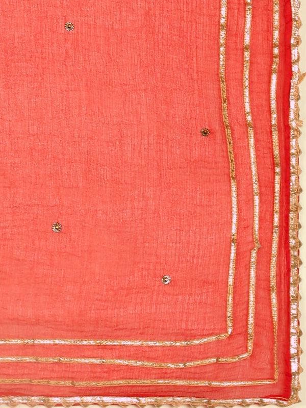 Red Embellished Chiffon Dupatta, trendy, elegant, classy stole shawl