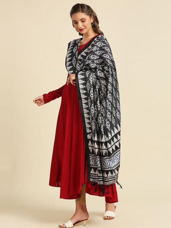Black color art silk dupatta/shawl/stole