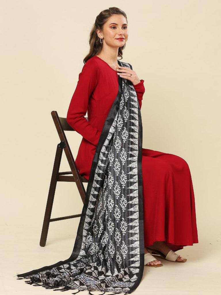 Black color art silk dupatta/shawl/stole