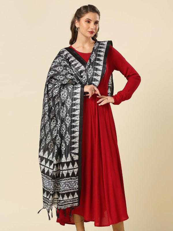 Black color art silk dupatta/shawl/stole