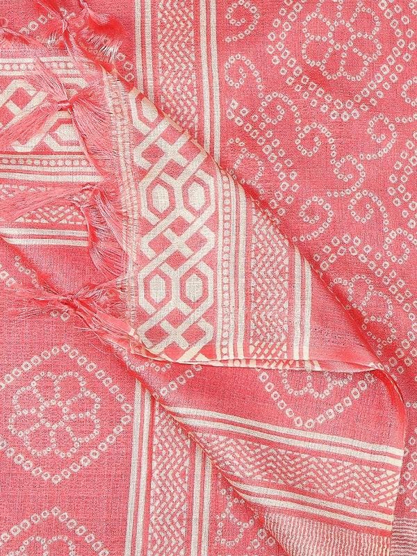 Bandhani Orange and Pink color art silk dupatta/shawl/stole