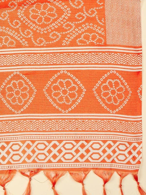 Bandhani Orange and Pink color art silk dupatta/shawl/stole