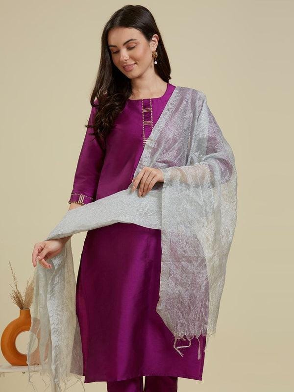Silver Grey crush dupatta/shawl/stole