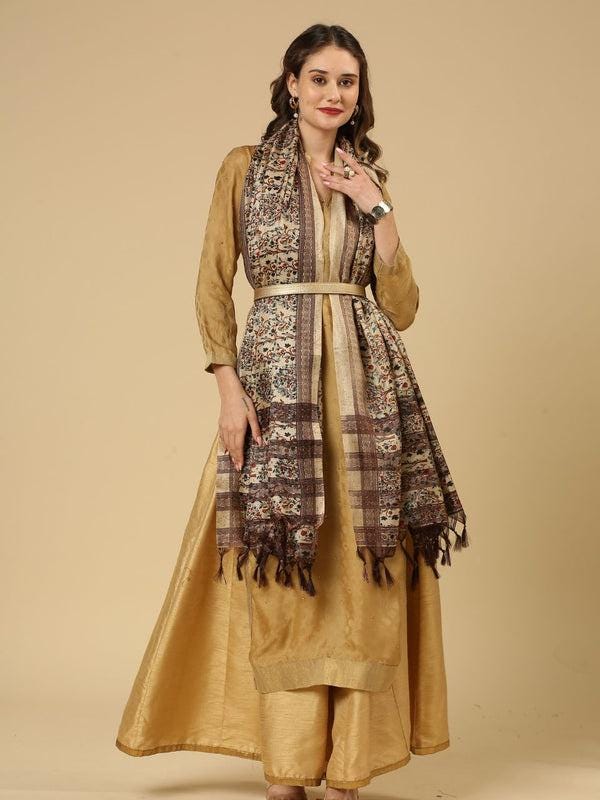 Beige color art silk dupatta/shawl/stole