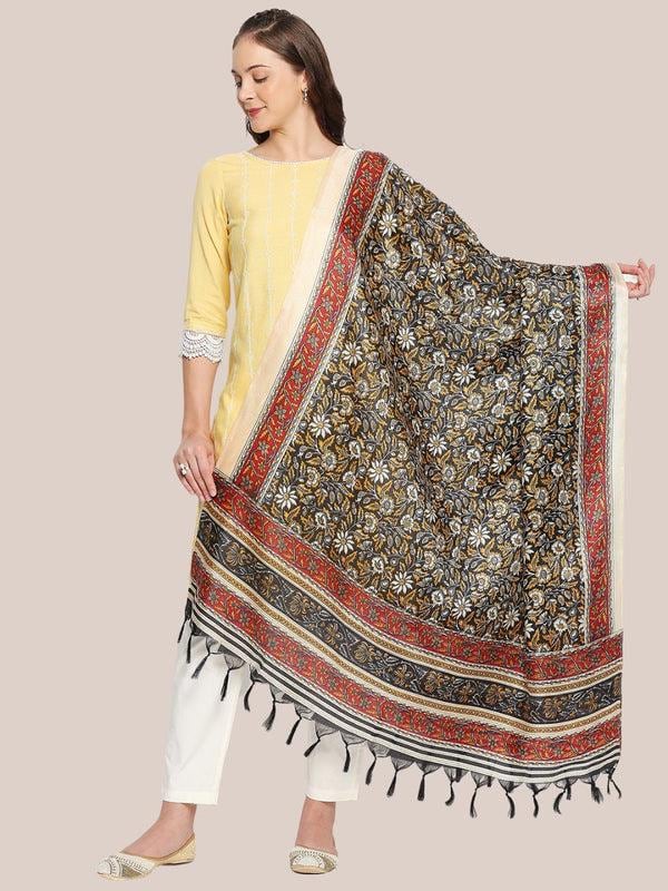 Black and red color art silk dupatta/shawl/stole