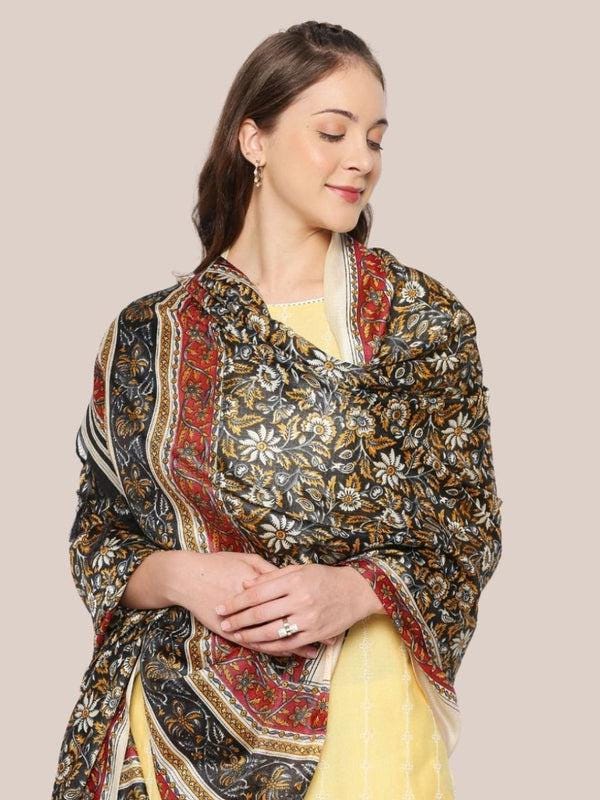 Black and red color art silk dupatta/shawl/stole