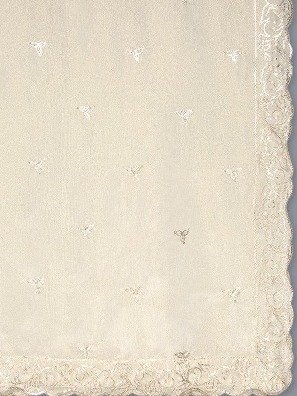 Sequinned Gold Viscose Tissue Silk Dupatta/Stole/Shawl