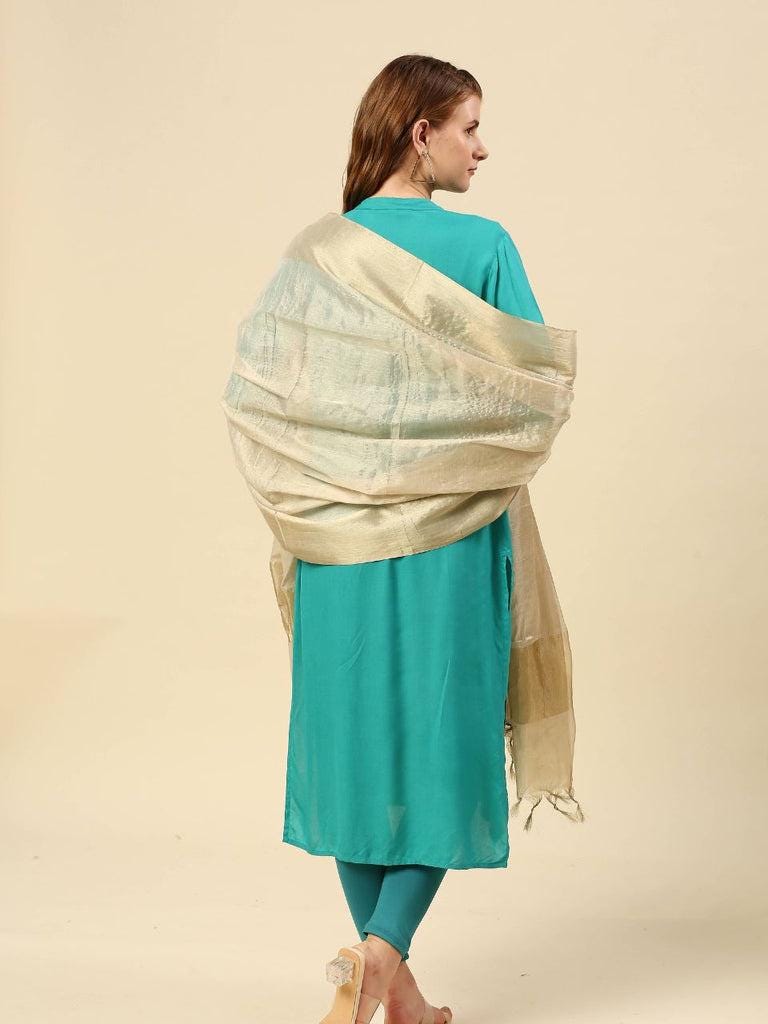 Light Gold Banarasi Tissue Silk Dupatta/shawl/stole