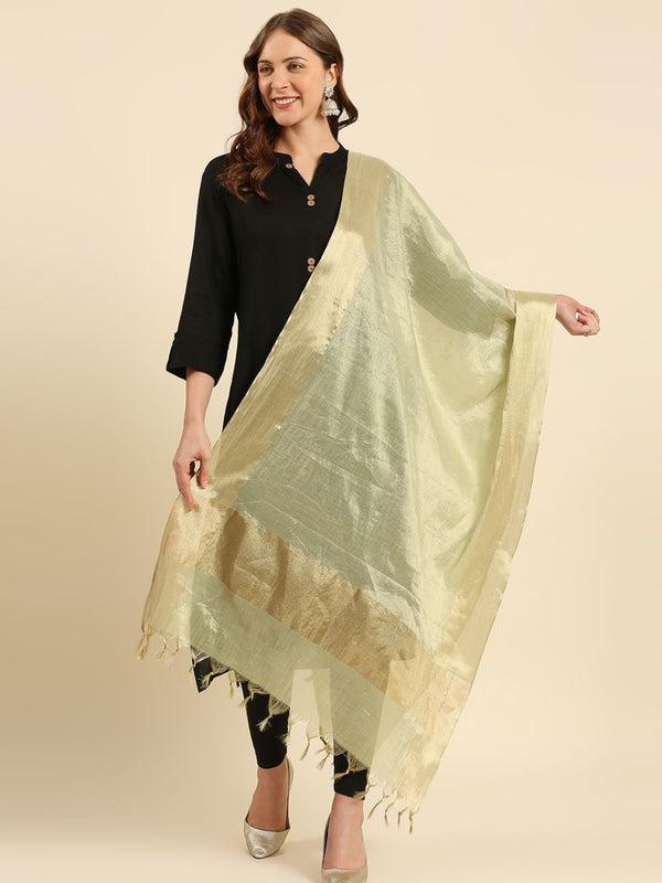 Pista Green Two Tone Banarasi Tissue Dupatta/shawl/stole