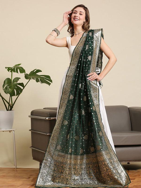 Banarasi Dupatta in Chanderi Blended Silk With Gold Weaving/shawl/stole