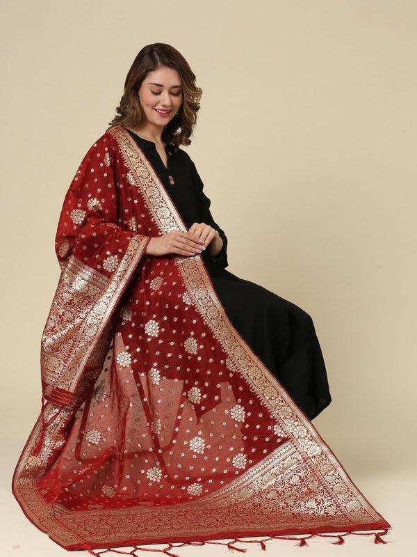 Banarasi Dupatta in Chanderi Blended Silk With Gold Weaving/shawl/stole
